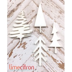 Four small fir trees-white